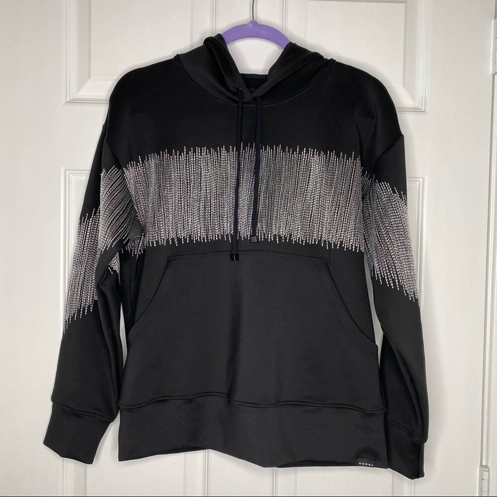 KORAL by Ileana Kugel Titrate Scuba Neoprene Metallic Embroidered Hoodie XS NWT - Picture 4 of 11